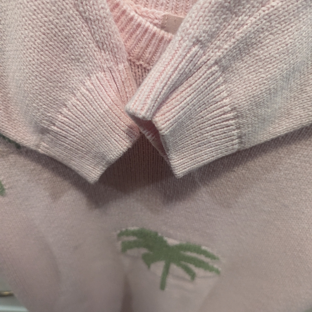Palm Tree Pattern Pink Sweater - Picture 7 of 7